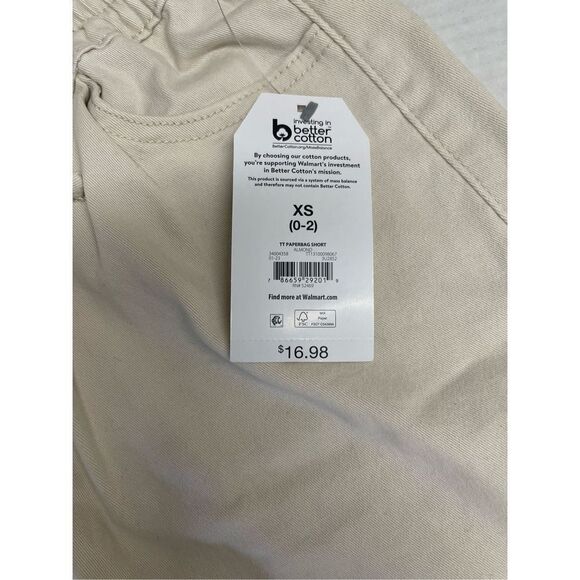 Time And Tru Womens Size XS 0-2 Paperbag Shorts Drawstring Pockets Almond NWT A1 - Picture 2 of 6